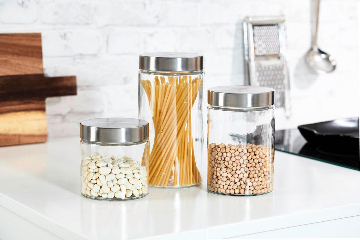 SET POSUDA ZA ZALIHE   Vio  - srebrne boje/prozirno, Basics, staklo/metal (23/12/30cm) - Ritzenhoff Breker