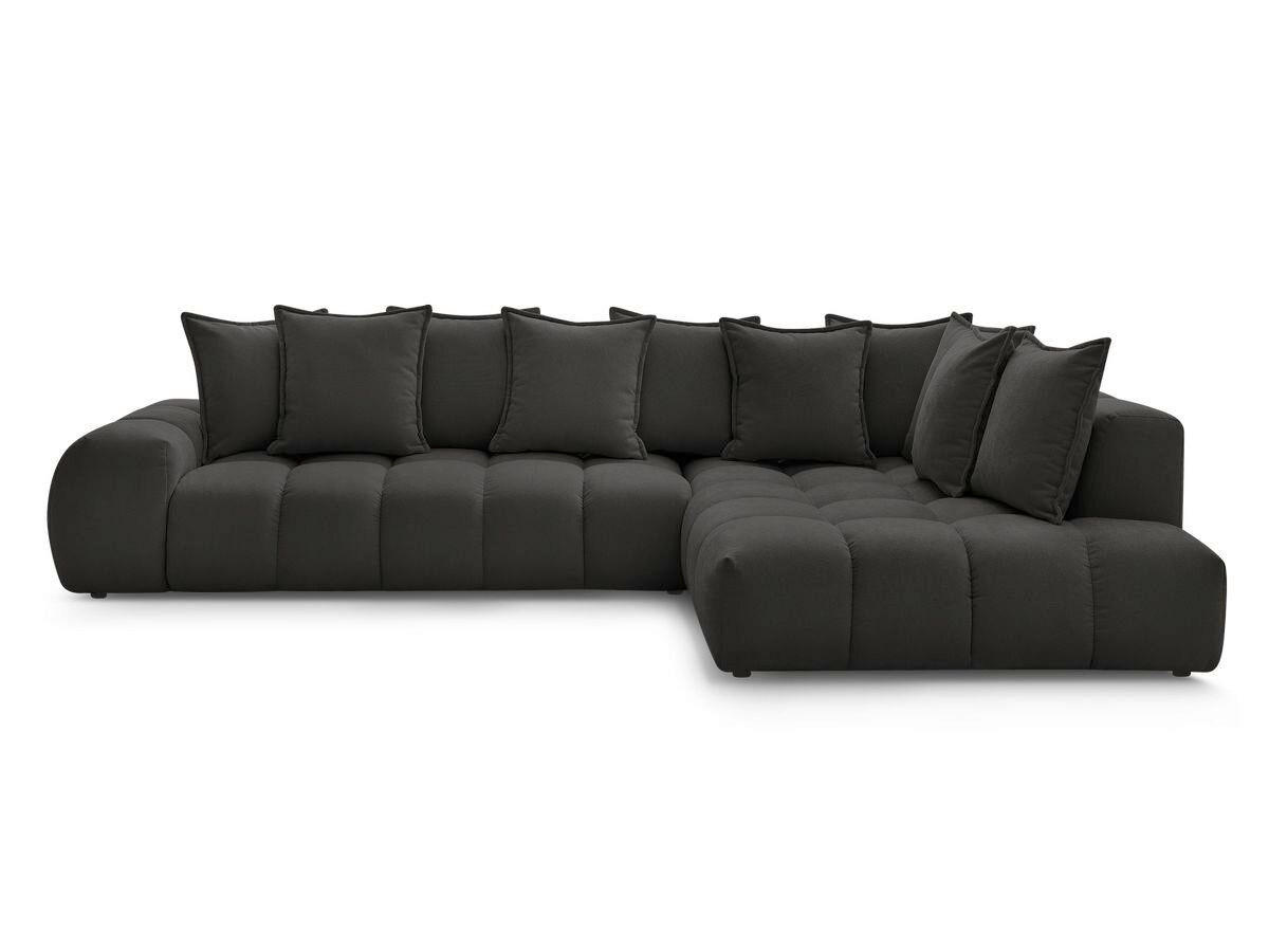 ECKSOFA Ottomane rechts  EVEREST Schwarz Struktur  - Schwarz, MODERN, Kunststoff/Textil (352/210cm) - Livetastic