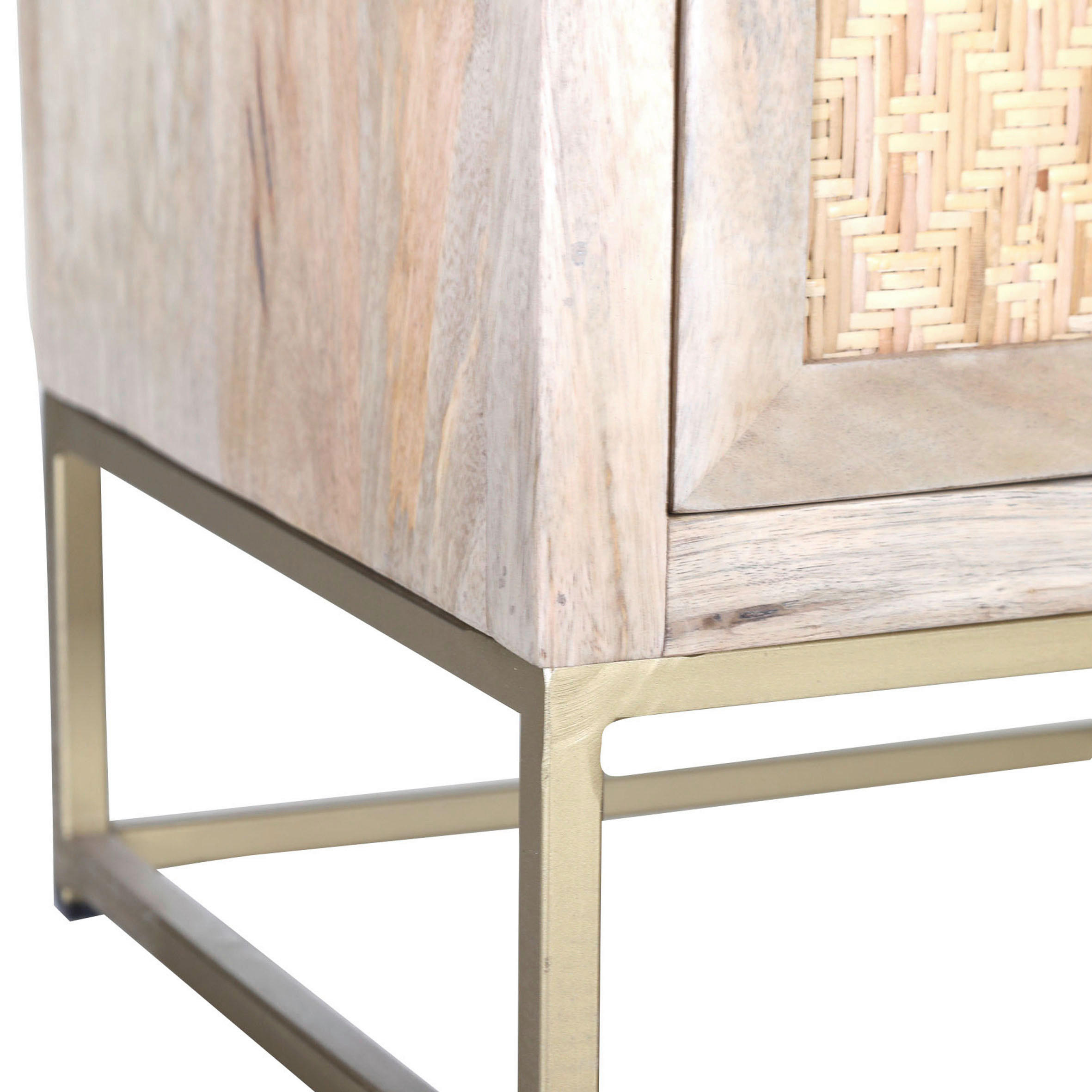 BEISTELLTISCH Mangoholz massiv Naturfarben  - Goldfarben/Naturfarben, Natur, Holz/Metall (45/55/35cm)