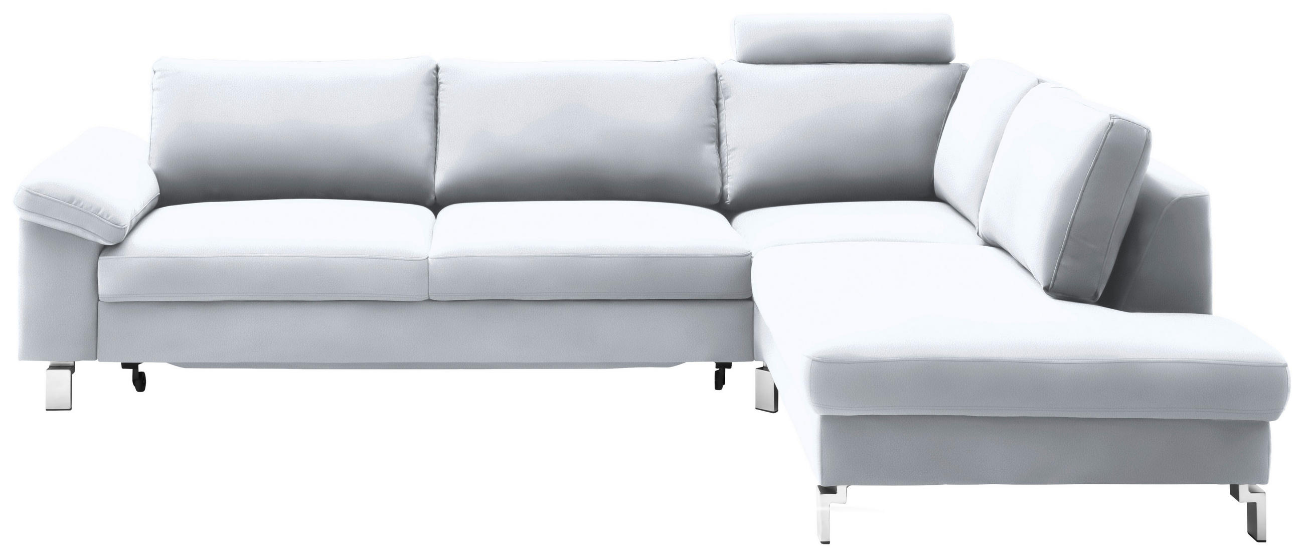 ECKSOFA in Echtleder Weiss  - Chromfarben/Weiss, Design, Leder/Metall (281/200cm) - Pure Home Lifestyle