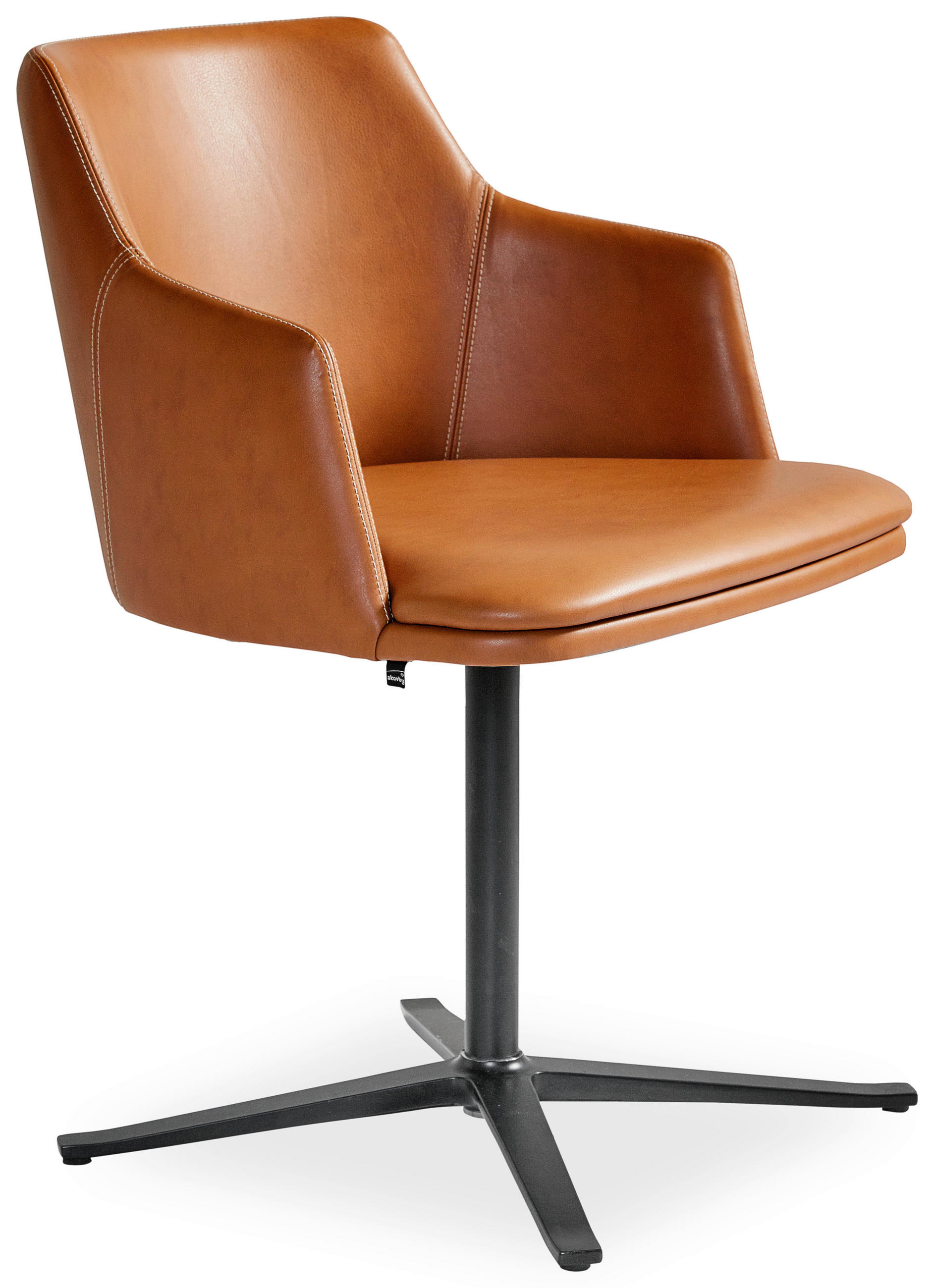 STOL aluminium, stål äkta läder  - kromfärg/cognacfärgad, Design, metall/läder (57/78/55cm) - Skovby