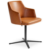 STOL aluminium, stål äkta läder  - kromfärg/cognacfärgad, Design, metall/läder (57/78/55cm) - Skovby