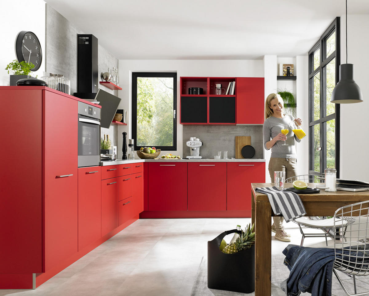 EINBAUKÜCHE   - Rot, Basics, Holzwerkstoff - Dieter Knoll