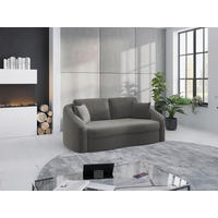 2,5-SITZER in Samt Grau  - Schwarz/Grau, Modern, Kunststoff/Textil (196/88/107cm) - Sit & More