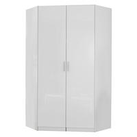 ECKSCHRANK 117/197/117 cm,  in Weiß, Weiß Hochglanz  - Weiß Hochglanz/Alufarben, Design, Holzwerkstoff/Kunststoff (117/197/117cm) - Carryhome