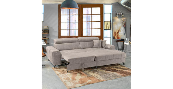 ECKSOFA in Velours Beige  - Beige/Schwarz, Design, Textil/Metall (267/181cm) - Carryhome