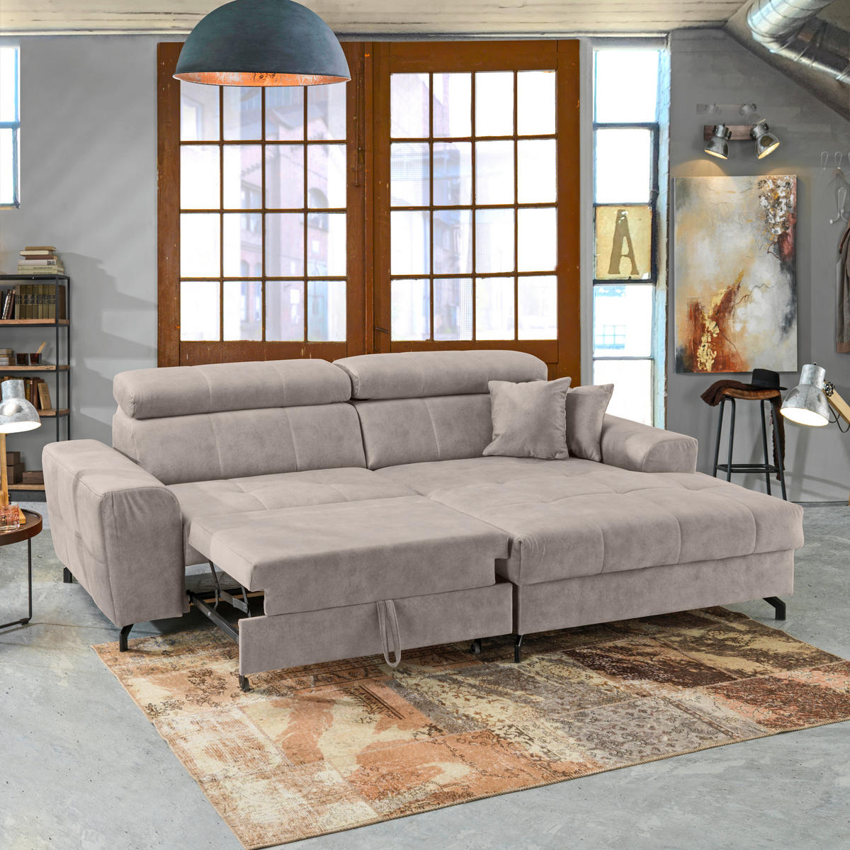 SAROKKANAPÉ textil bézs  - bézs/fekete, Design, textil/fém (267/181cm) - Carryhome