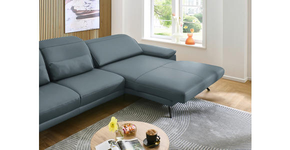 ECKSOFA in Echtleder Grau 332/193 cm - Schwarz/Grau, Design, Leder/Metall (332/193cm) - Dieter Knoll