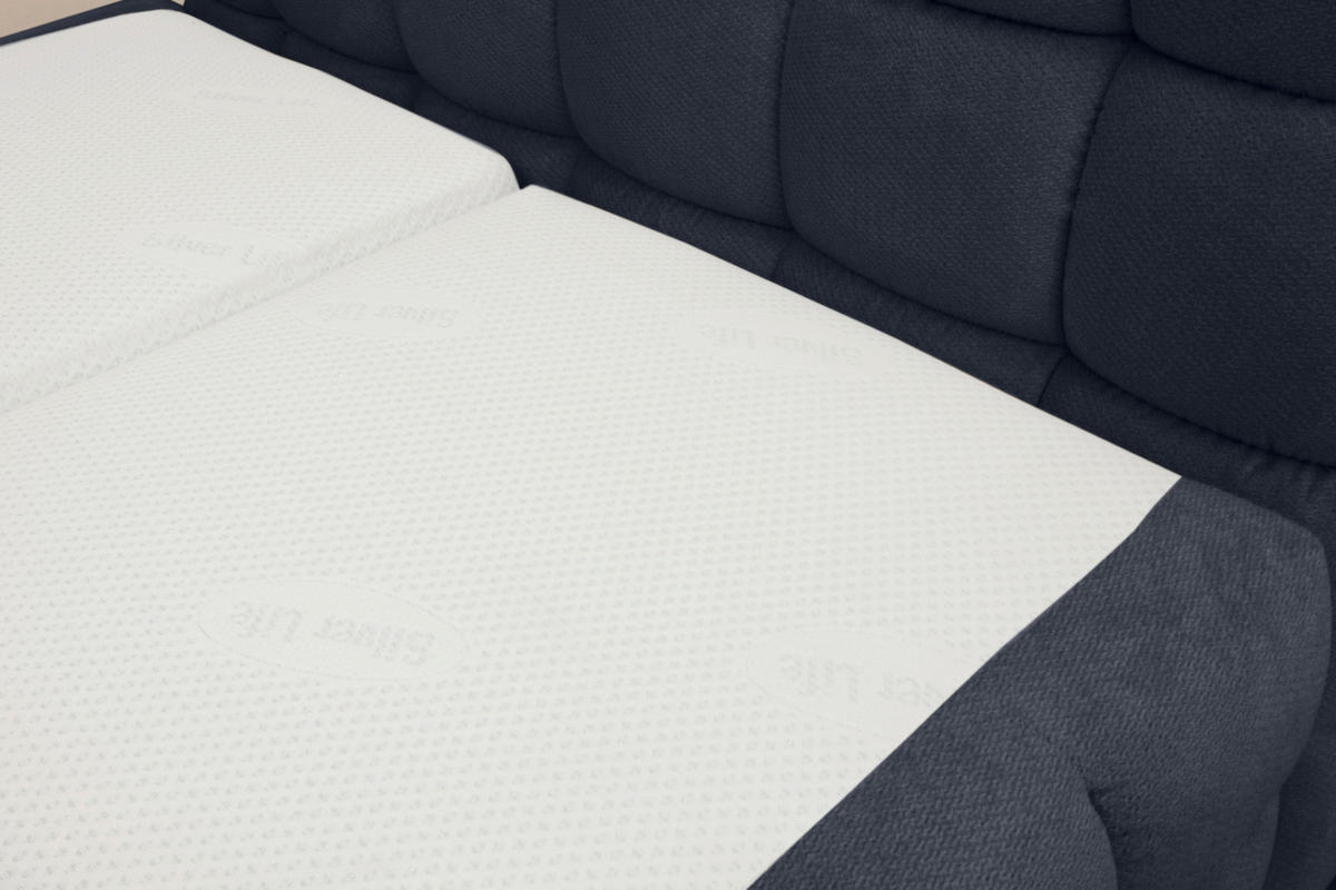 BOXBETT 140/200 cm,  in Blau, Bettkasten, Topper, H3 + H3 = fest  - Blau/Schwarz, Trend, Textil/Metall (140/200cm) - Esposa