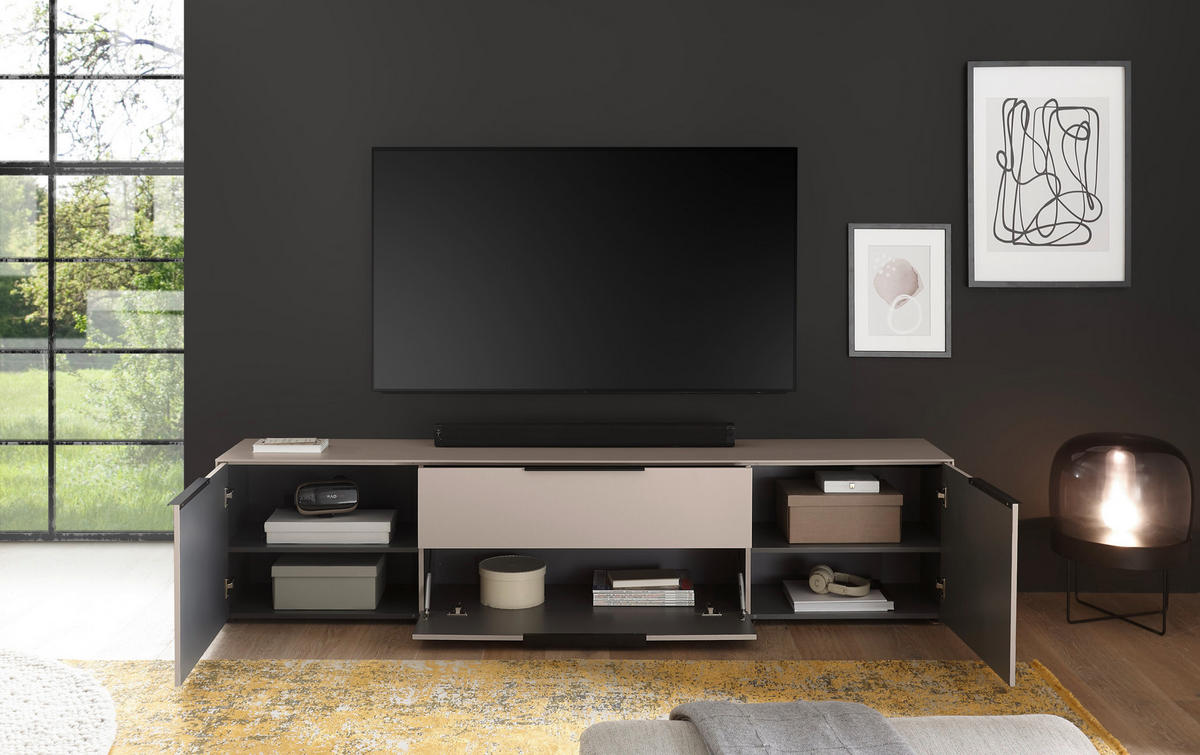 LOWBOARD  220/50/38 cm 1 Schublade(n) Beimöbel erhältlich, stehend  - Kaschmir/Schwarz, Design, Holzwerkstoff/Kunststoff (220/50/38cm) - Voleo