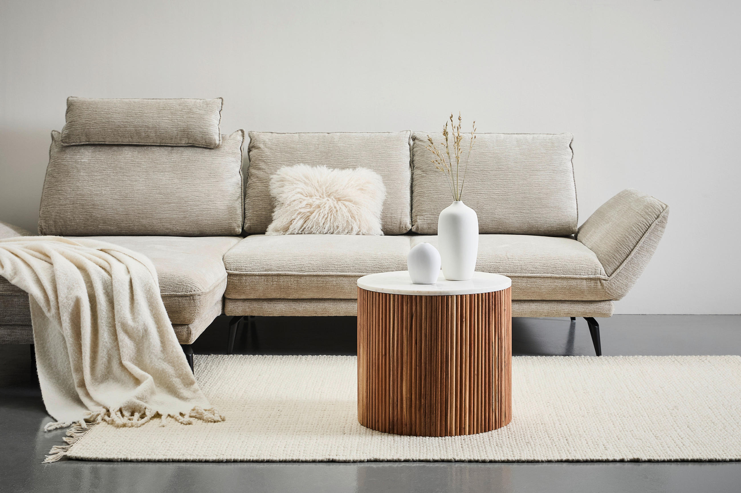 KONFERENČNÍ STOLEK, akácie, bílá, barvy akácie - bílá/barvy akácie, Design, dřevo/kámen (50/45/50cm) - MID.YOU