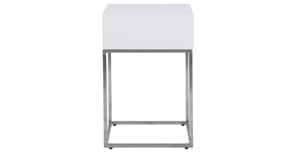 NACHTKÄSTCHEN 40/62/40 cm  in Silberfarben, Weiß  - Silberfarben/Weiß, Basics, Holzwerkstoff/Metall (40/62/40cm) - Xora