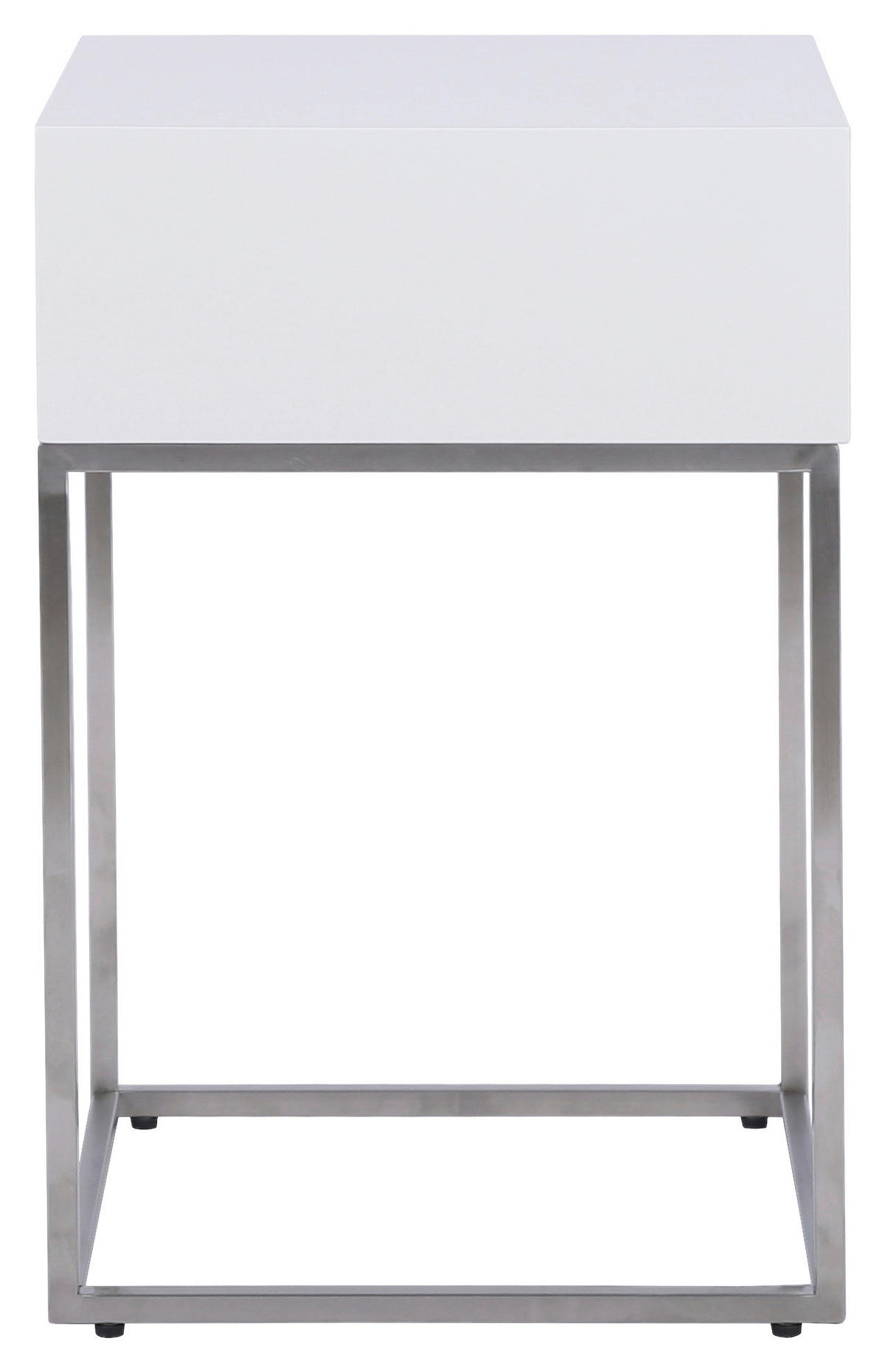 NACHTKÄSTCHEN 40/62/40 cm  in Silberfarben, Weiß  - Silberfarben/Weiß, Basics, Holzwerkstoff/Metall (40/62/40cm) - Xora