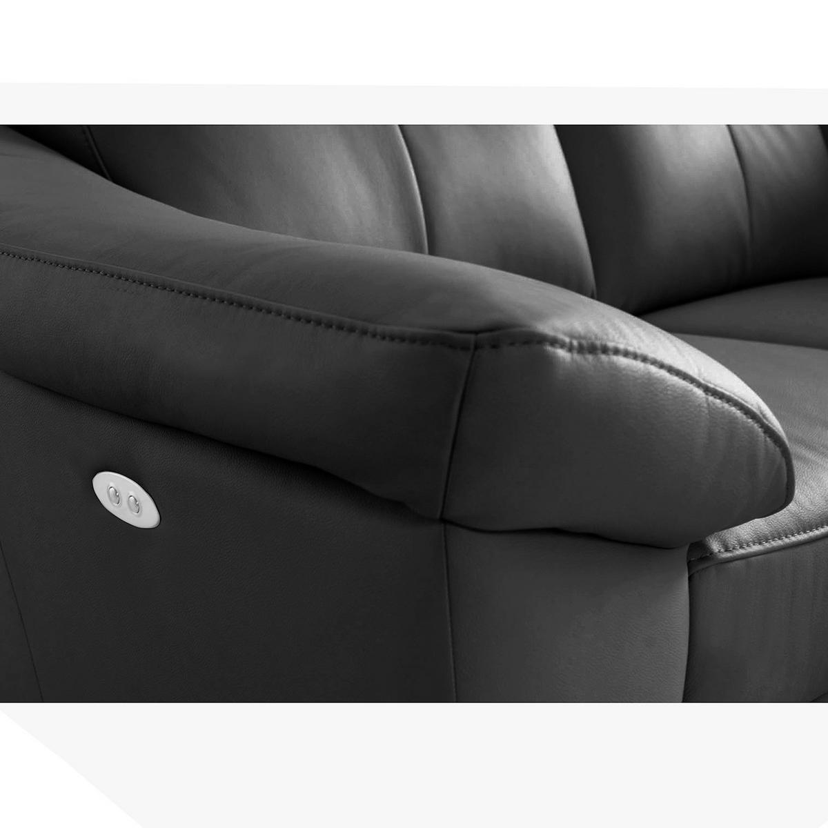 ECKSOFA Schwarz Echtleder Lederlook  - Chromfarben/Schwarz, Design, Leder/Textil (242/194cm) - Livetastic