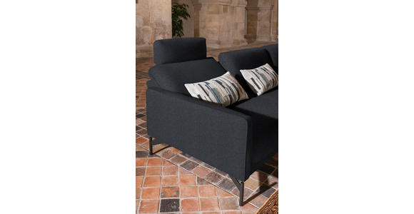 ECKSOFA in Flachgewebe, Struktur Pflaume  - Pflaume/Anthrazit, Design, Textil/Metall (254/230cm) - Ambiente