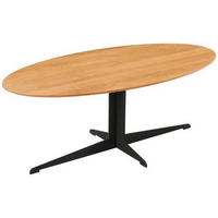 COUCHTISCH Eiche massiv oval Naturfarben, Schwarz  - Schwarz/Naturfarben, Design, Holz/Metall (120/44.5/60cm) - Livetastic