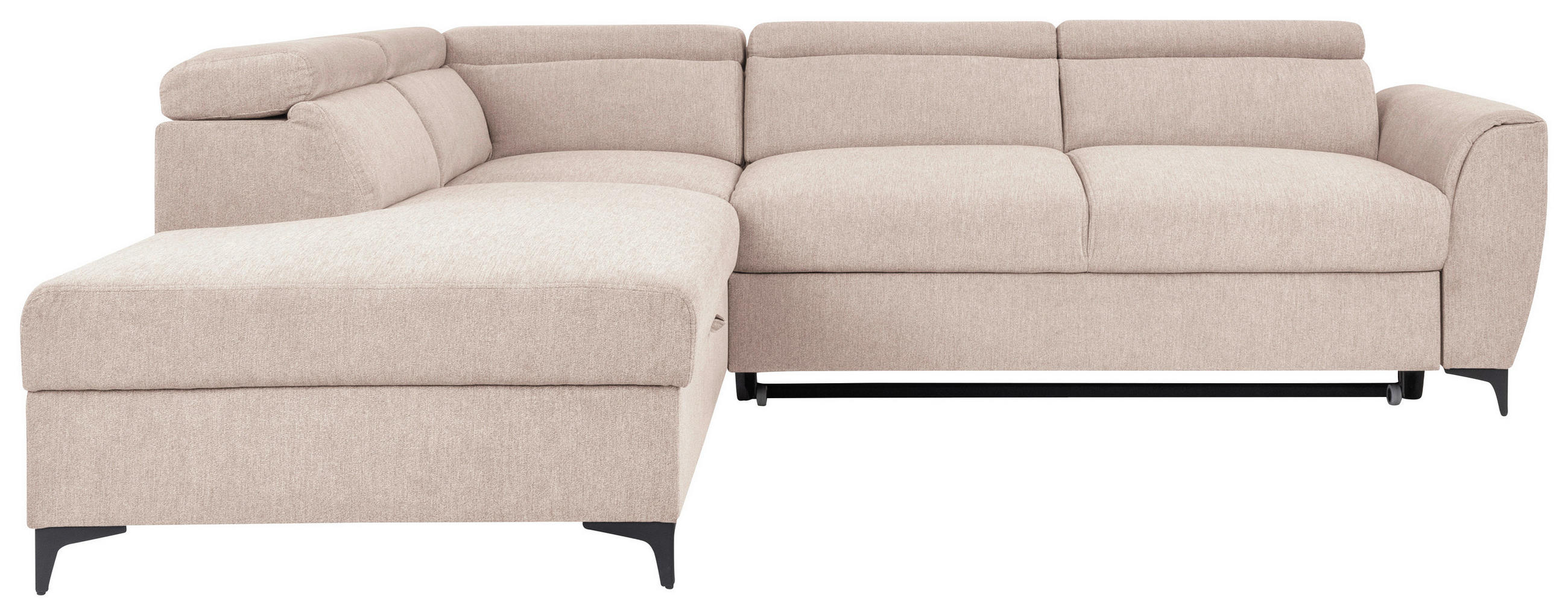ECKSOFA Creme Velours  - Creme/Schwarz, KONVENTIONELL, Textil/Metall (217/255cm) - Carryhome