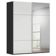 SCHWEBETÜRENSCHRANK 181/223/68 cm 2-türig Schwarz, Weiß  - Alufarben/Schwarz, KONVENTIONELL, Glas/Holzwerkstoff (181/223/68cm) - Novel