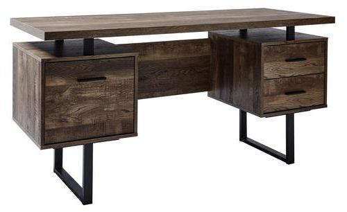 SCHREIBTISCH 152,4/60/76 cm  in Schwarz, Eichefarben  - Eichefarben/Schwarz, Design, Holzwerkstoff/Metall (152,4/60/76cm)