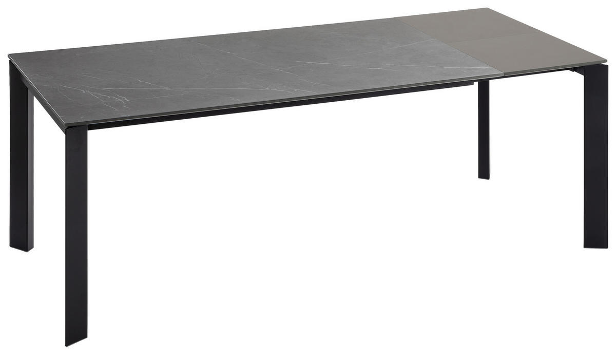 ESSTISCH in Metall, Keramik 160-250/90/75 cm  - Dunkelgrau/Schwarz, Design, Keramik/Metall (160-250/90/75cm) - Novel