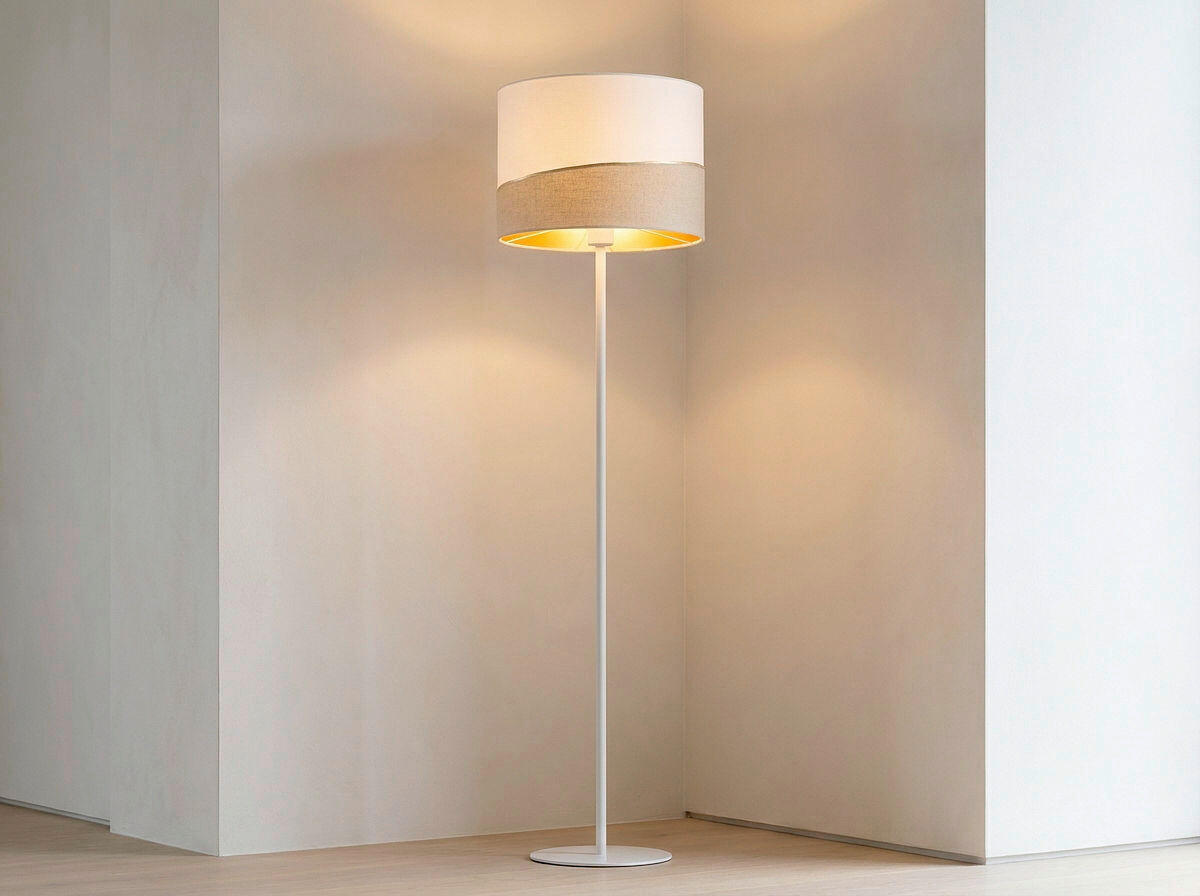 STEHLEUCHTE Swing 40/150 cm   - Beige/Goldfarben, Design, Kunststoff/Textil (40/150cm)