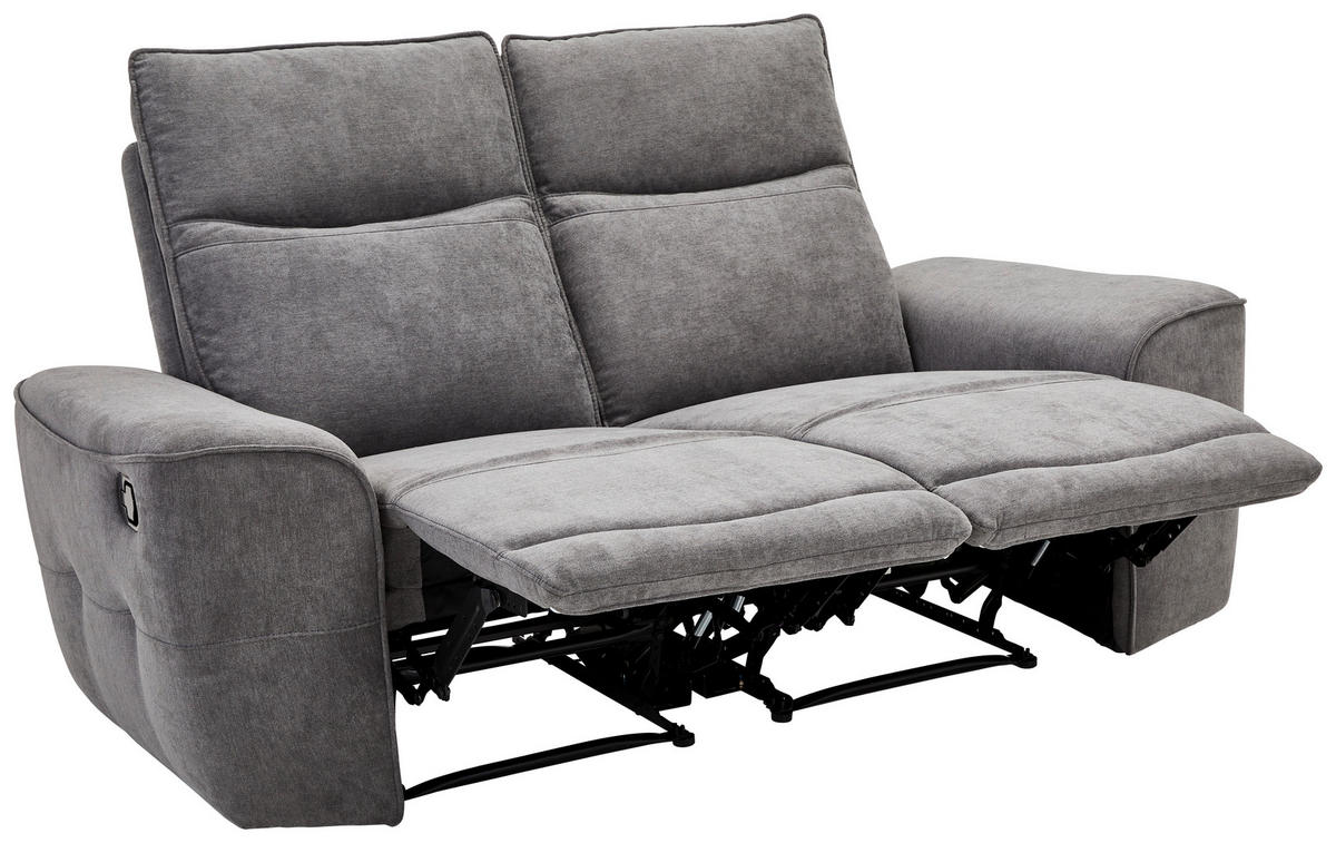 Canapea Cu 2 Locuri, metal, plastic, textil, material pe bază de lemn, gri - negru/gri, Konventionell, plastic/metal (170cm) - Celina Home