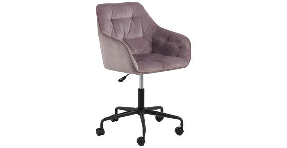 DREHSTUHL  in Samt Rosa, Schwarz  - Schwarz/Rosa, Trend, Textil/Metall (59/92/58,5cm) - Carryhome