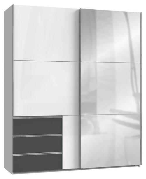 SCHWEBETÜRENSCHRANK 200/236/65 cm 2-türig  - Chromfarben/Weiß Hochglanz, MODERN, Holzwerkstoff/Metall (200/236/65cm) - MID.YOU