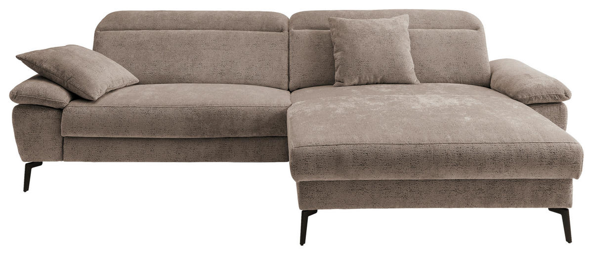 ECKSOFA Chenille Braun  - Schwarz/Braun, Konventionell, Textil/Metall (300/178cm) - Livetastic