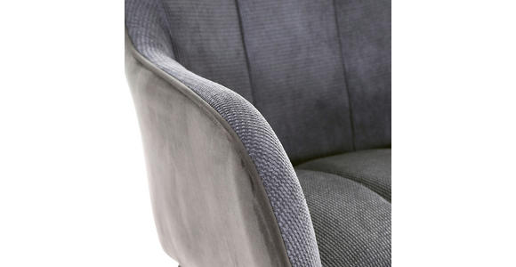 ARMLEHNSTUHL  , Stoffauswahl, Typenauswahl  , Samt, Flachgewebe  ,  - Anthrazit/Schwarz, Design, Textil/Metall (59/85/59cm) - Novel