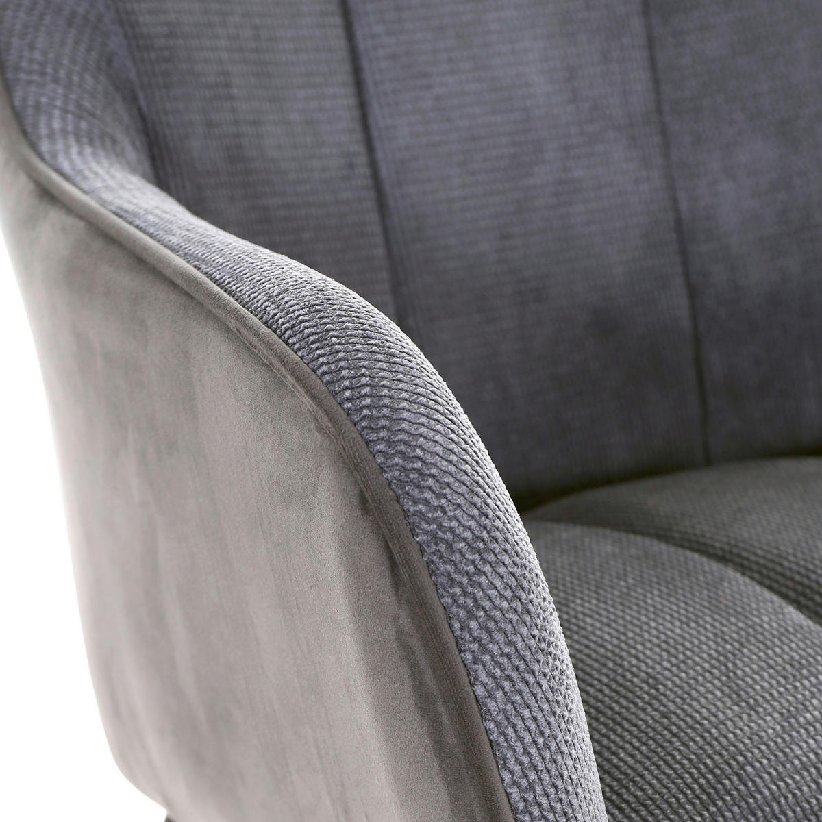 ARMLEHNSTUHL  in Samt, Flachgewebe  - Anthrazit/Schwarz, Design, Textil/Metall (59/85/59cm) - Novel