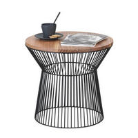BEISTELLTISCH 46,5/46,5/41,5 cm Akazie vollmassiv Schwarz, Akaziefarben rund  - Schwarz/Akaziefarben, Trend, Holz/Metall (46,5/46,5/41,5cm) - Landscape