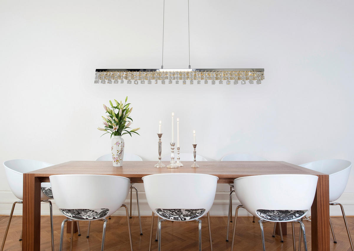 LED-HÄNGELEUCHTE 80/8/120 cm  - Chromfarben, Design, Glas/Metall (80/8/120cm) - Näve