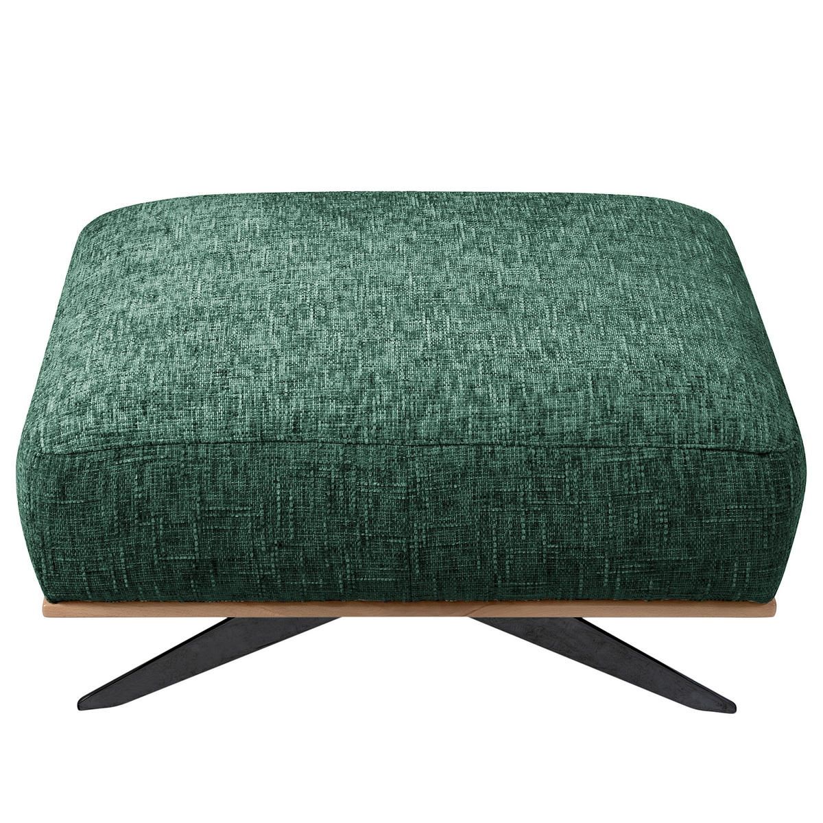 HOCKER PORTLAND Struktur Grün  - Schwarz/Naturfarben, Design, Holz/Textil (95/46/80cm) - Livetastic