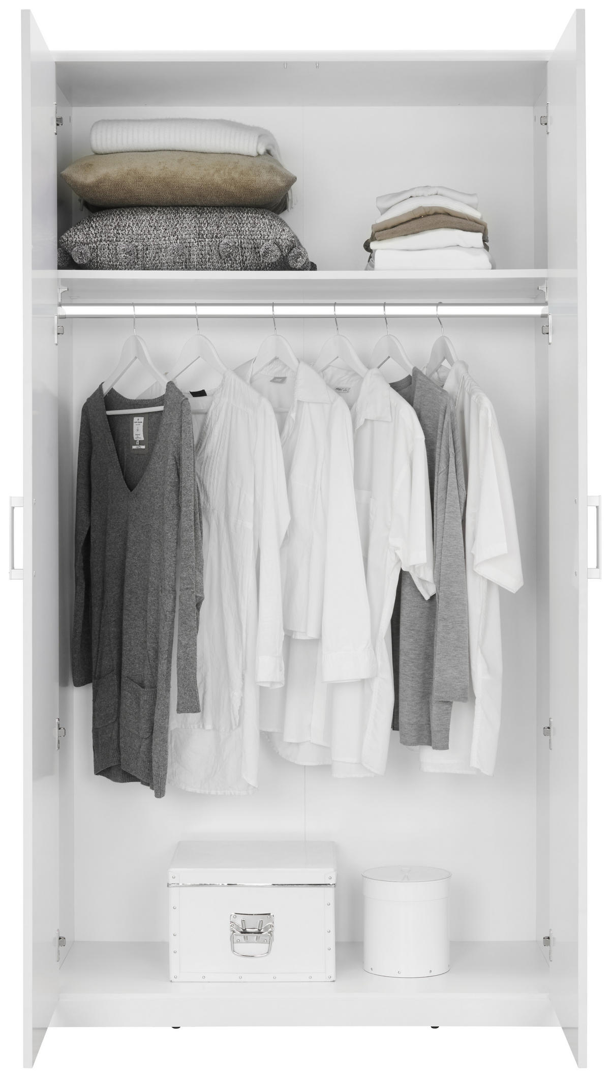 DREHTÜRENSCHRANK in Weiss  - Weiss/Silberfarben, Konventionell, Holzwerkstoff/Kunststoff (106/194/54cm) - Xora
