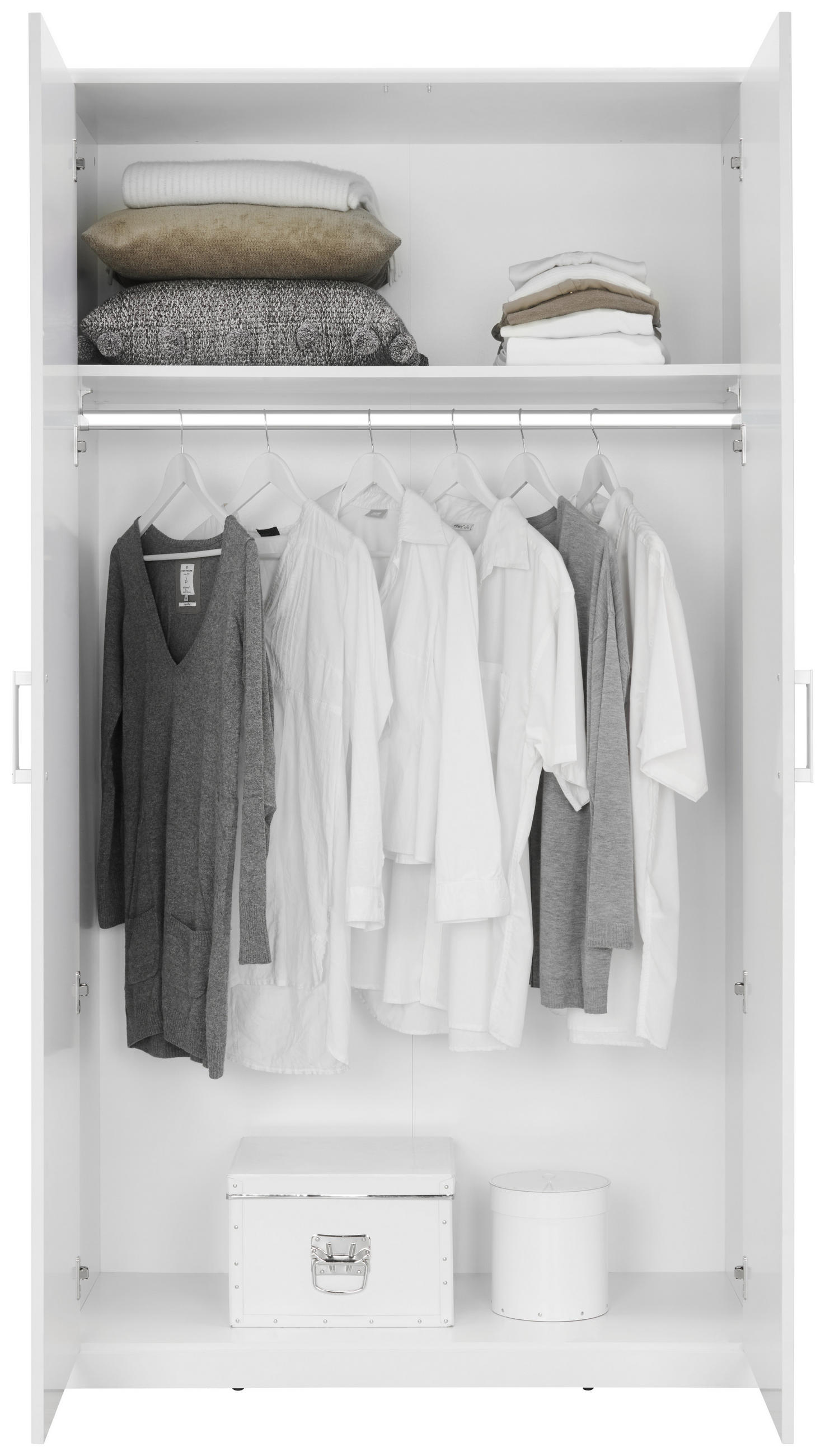 Thumbnail - Xora Drehtürenschrank, Weiß, Holzwerkstoff, 1 Fächer, 106x194x54 cm, erweiterbar, Typenauswahl, Schlafzimmer, Kleidersch...