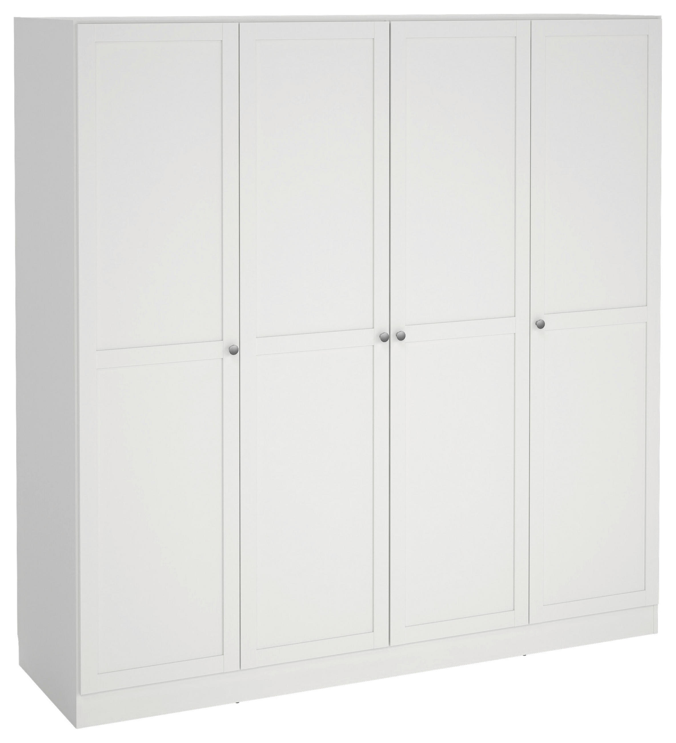 DREHTÜRENSCHRANK  in Weiß, 4-türig  - Silberfarben/Weiß, MODERN, Holzwerkstoff/Metall (195,5/200/61,7cm) - MID.YOU