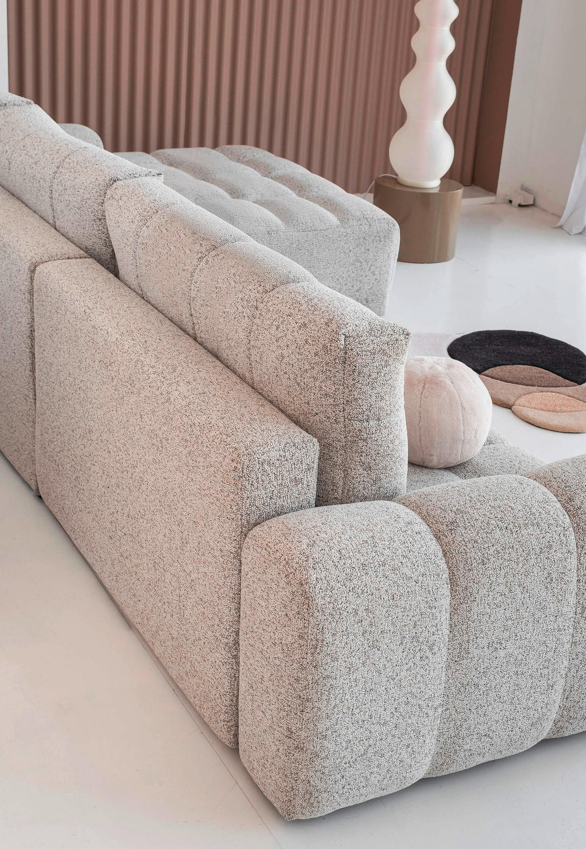 WOHNLANDSCHAFT in Taupe  - Taupe/Schwarz, Design, Kunststoff/Textil (184/333/213cm) - MID.YOU