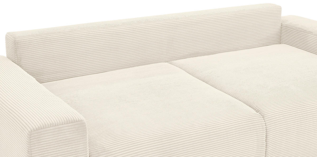 SCHLAFSOFA in Cord Creme  - Buchefarben/Creme, Konventionell, Holz/Kunststoff (255/86/123cm) - Livetastic