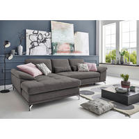 ECKSOFA Grau Flachgewebe Sitztiefenverstellung  - Silberfarben/Grau, KONVENTIONELL, Textil/Metall (176/301cm) - Sit & More