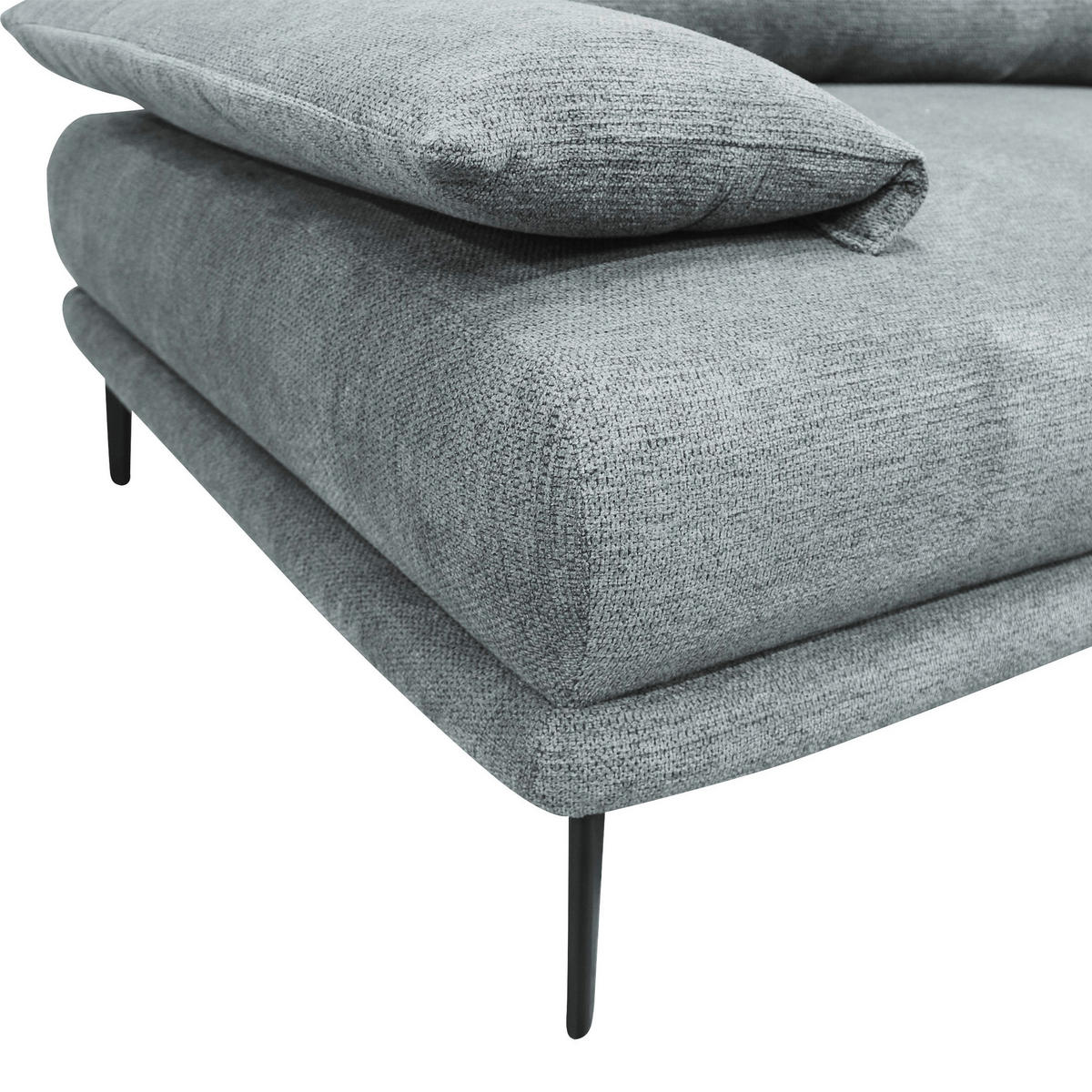 ECKSOFA Grau Webstoff  - Schwarz/Grau, Design, Textil/Metall (260/192cm) - MID.YOU