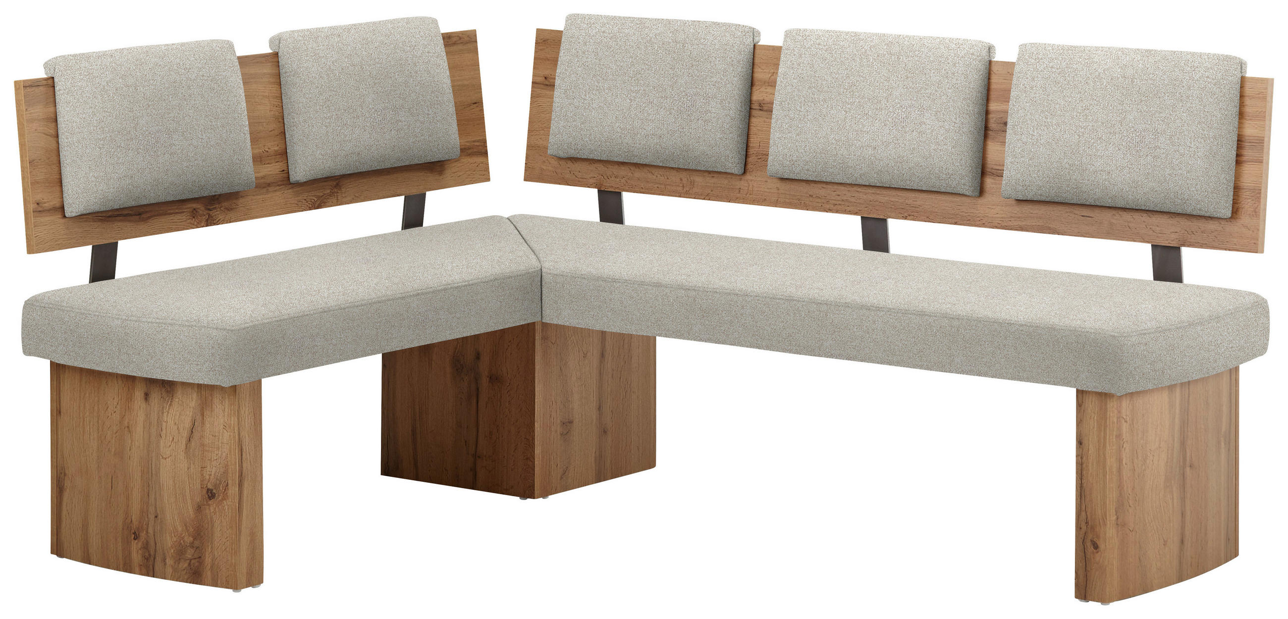 ECKBANK in Textil, Holzwerkstoff Eichefarben, Sandfarben  - Sandfarben/Eichefarben, Konventionell, Holzwerkstoff/Textil (125/165cm) - Cantus