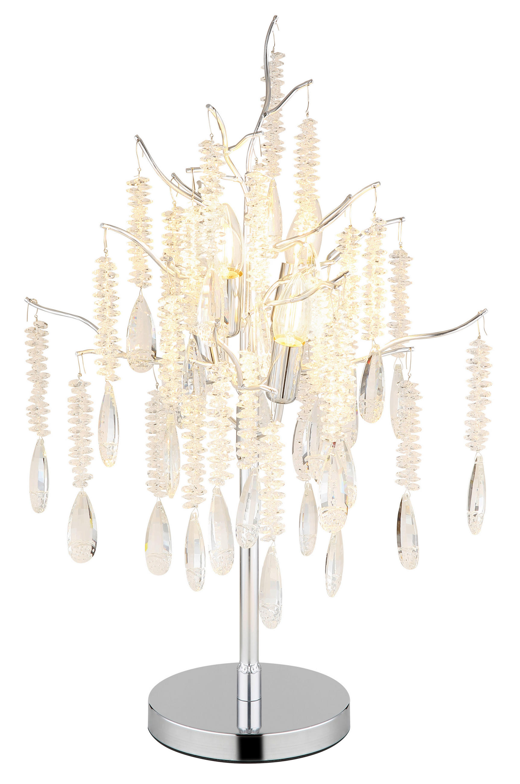 TISCHLEUCHTE 41/67 cm   - Klar/Silberfarben, KONVENTIONELL, Glas/Kunststoff (41/67cm) - Globo