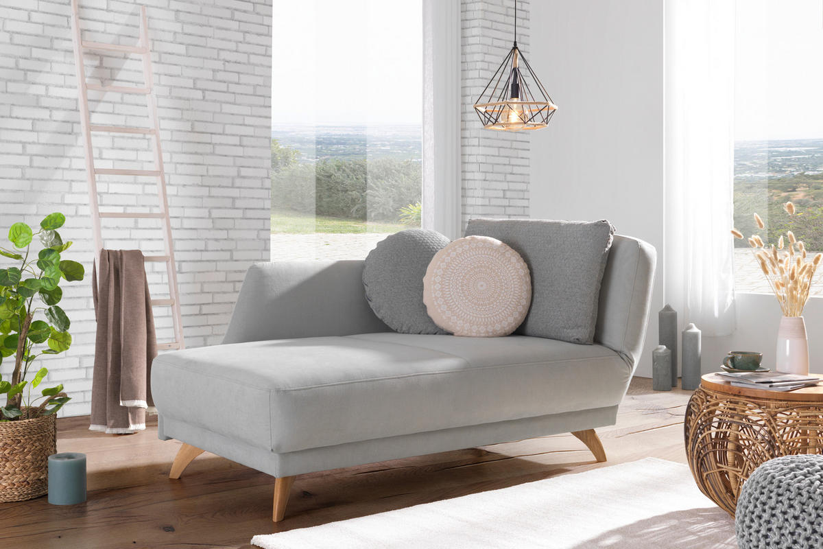 RÉCAMIERE in Flachgewebe Mintgrün  - Eichefarben/Mintgrün, Modern, Holz/Textil (205/74-87/94cm) - Bali