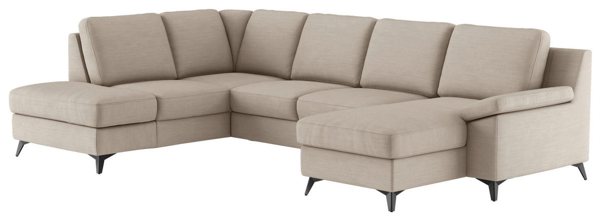 WOHNLANDSCHAFT in Flachgewebe Beige  - Beige/Schwarz, Konventionell, Textil/Metall (204/309/156cm) - Cotta