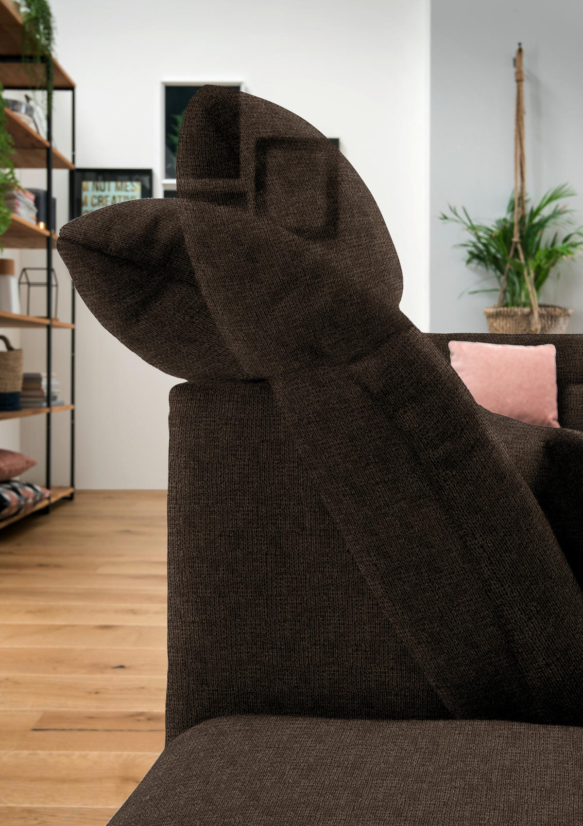 WOHNLANDSCHAFT in Mikrofaser Braun  - Chromfarben/Braun, Design, Kunststoff/Textil (204/350/211cm) - Xora