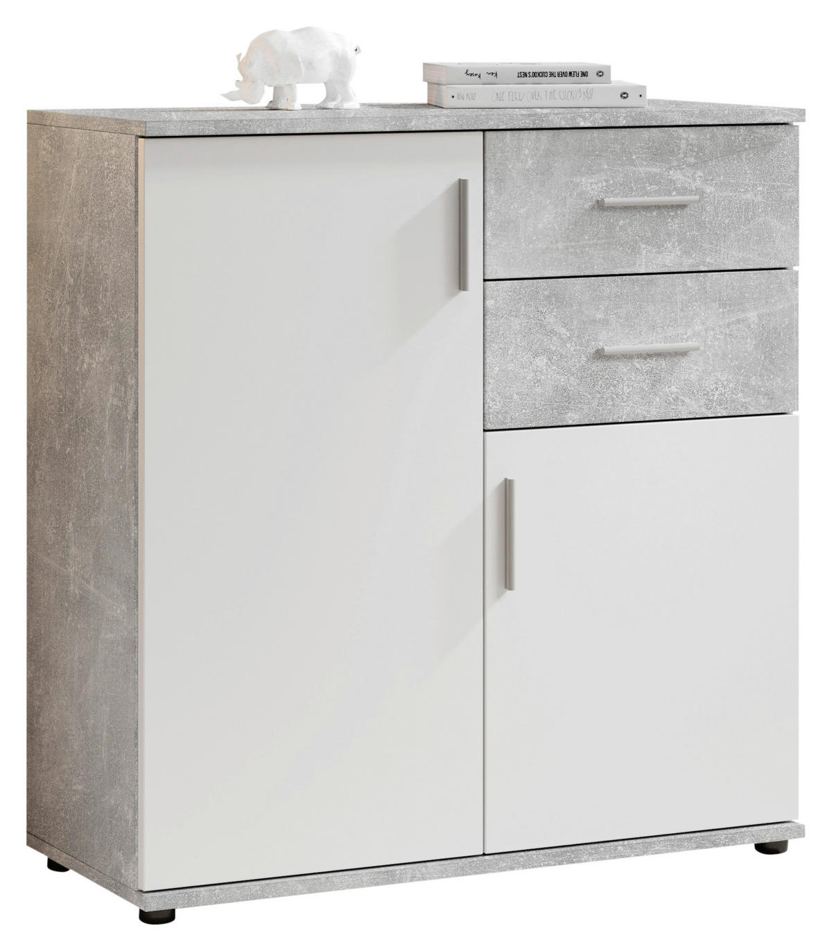 KOMMODE Bobby  in 80/82/35 cm  - Silberfarben/Weiß, KONVENTIONELL, Holzwerkstoff/Kunststoff (80/82/35cm) - Carryhome