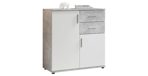 KOMMODE Bobby, 80/82/35 cm, 2 Schublade(n)  - Silberfarben/Weiß, KONVENTIONELL, Holzwerkstoff/Kunststoff (80/82/35cm) - Carryhome