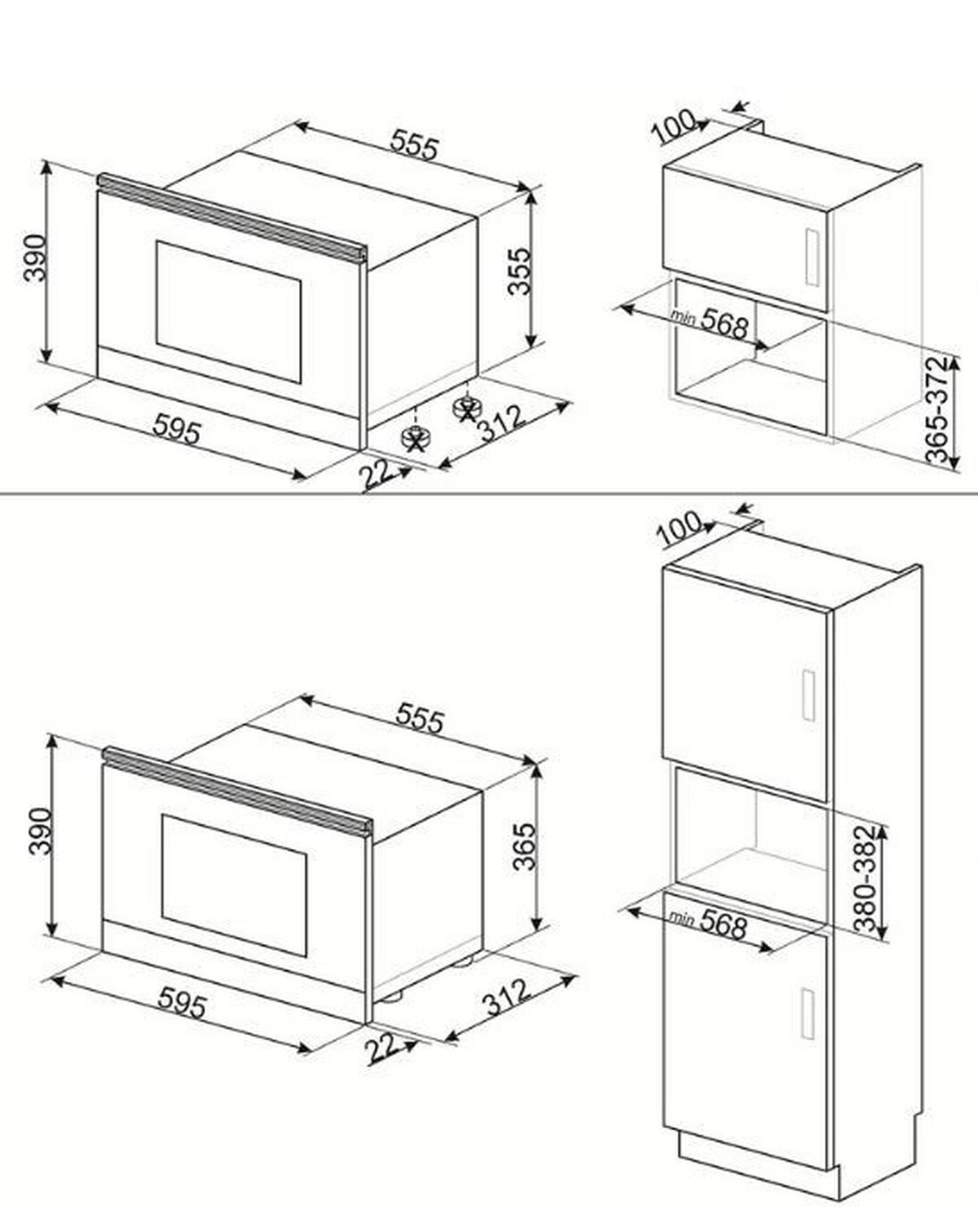 BEÉPÍTHETŐ MIKROHULLÁMÚ SÜTŐ - (59,5/33,4/39cm) - SMEG
