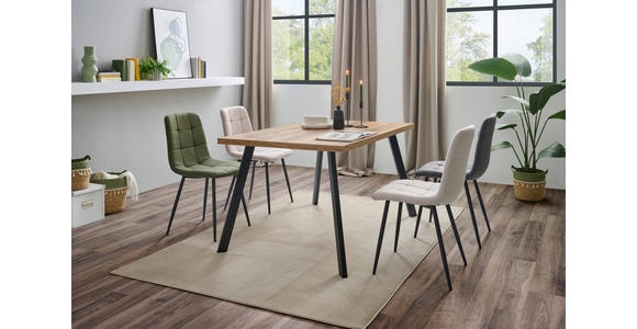 ESSTISCH in Metall, Holzwerkstoff 140/90/76 cm - Eichefarben/Schwarz, KONVENTIONELL, Holzwerkstoff/Metall (140/90/76cm) - Hom`in